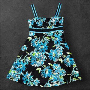 R&K Originals Sz 12 Halter Dress Floral Watercolor Fit & Flare Retro Pinup